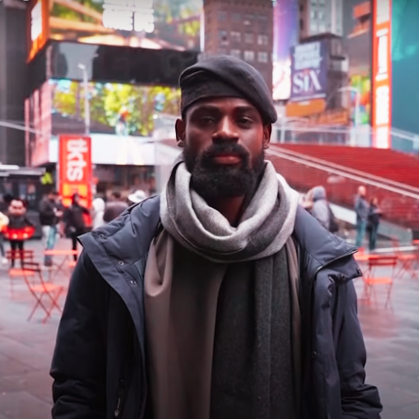 Nigerian chess champion Tunde Onakoya plays a marathon chess game in Times Square NYC