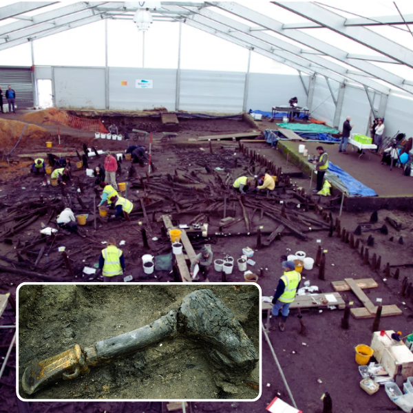 A close-up view of Bronze Age artifacts from the Must Farm excavation